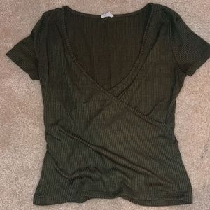 COPY - green v neck cross crop top